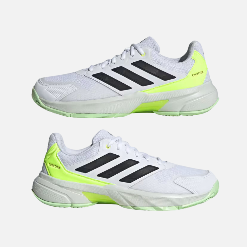 Adidas Courtjam Control 3 Men's Tennis Shoes -Cloud White/Core Black/Lucid Lemon F23