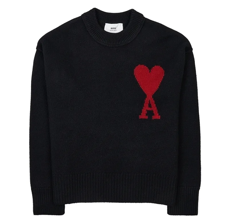 AMI PARIS  |Heart Unisex Wool Long Sleeves Plain Oversized Logo