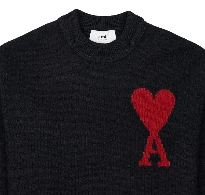 AMI PARIS  |Heart Unisex Wool Long Sleeves Plain Oversized Logo