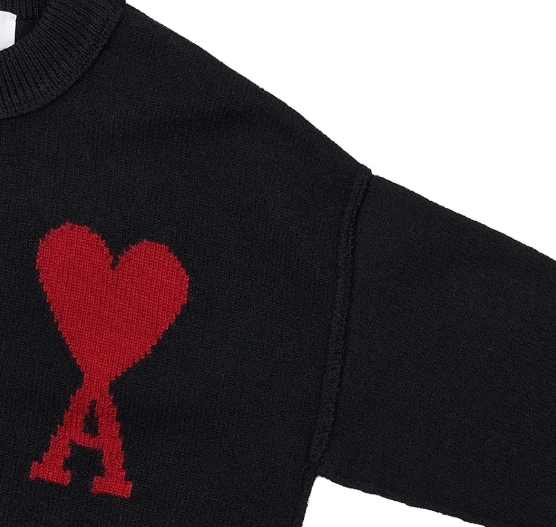 AMI PARIS  |Heart Unisex Wool Long Sleeves Plain Oversized Logo