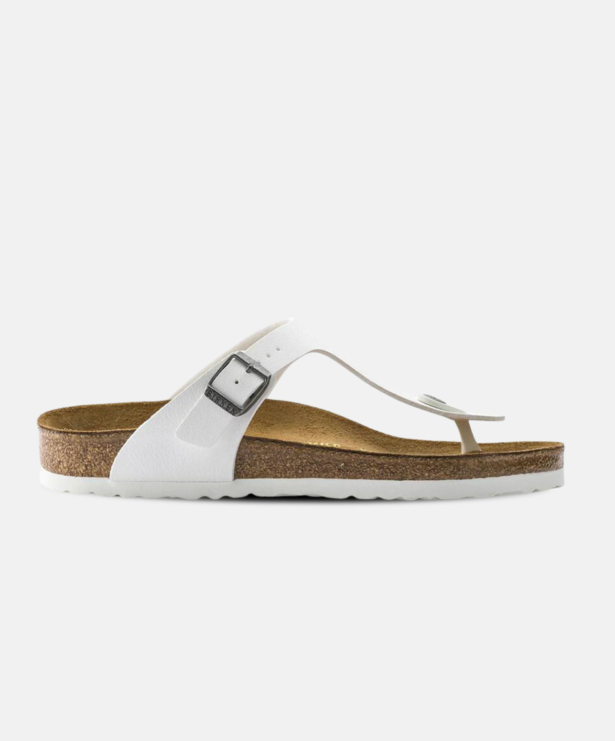 Birkenstock Gizeh Birko-Flor White Pewter Buckle Sandals