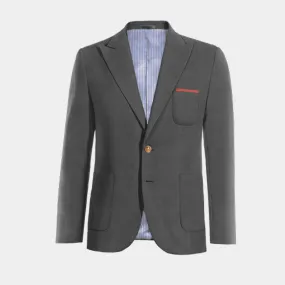  Blazer gris de Lana pura super 100s solapa en pico