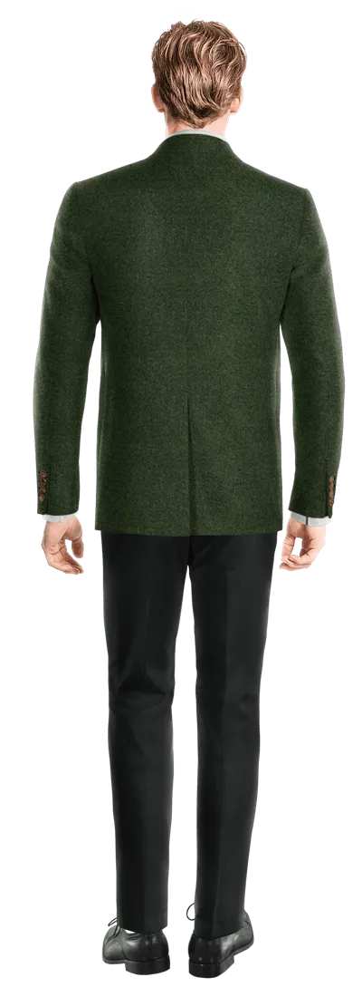  Blazer verde bosque de tweed herringbone esencial de 3 botones