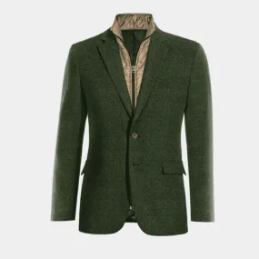  Blazer verde bosque de tweed herringbone esencial