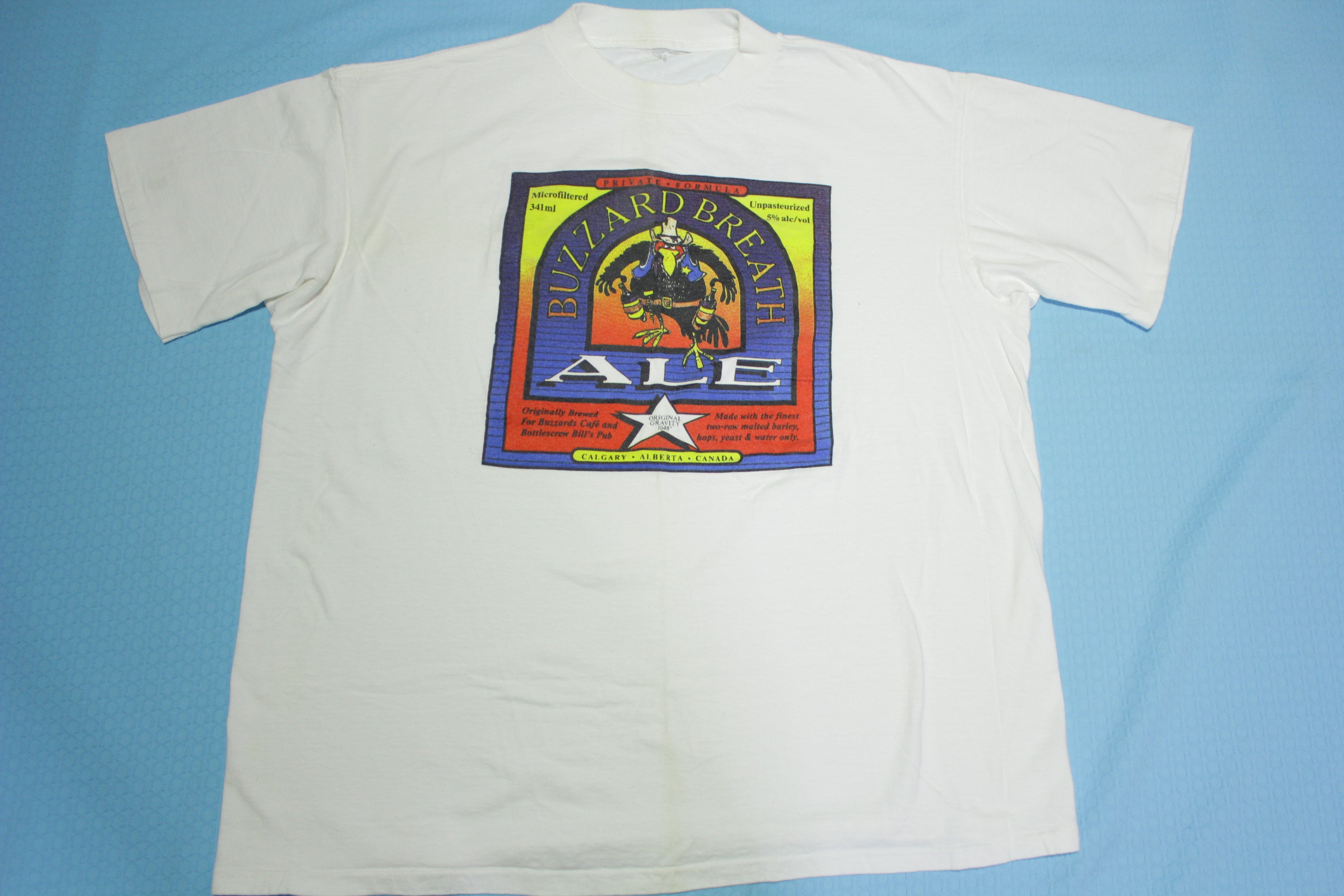 Buzzard Breath Ale Vintage Canadian Beer 90's Single Stitch T-Shirt