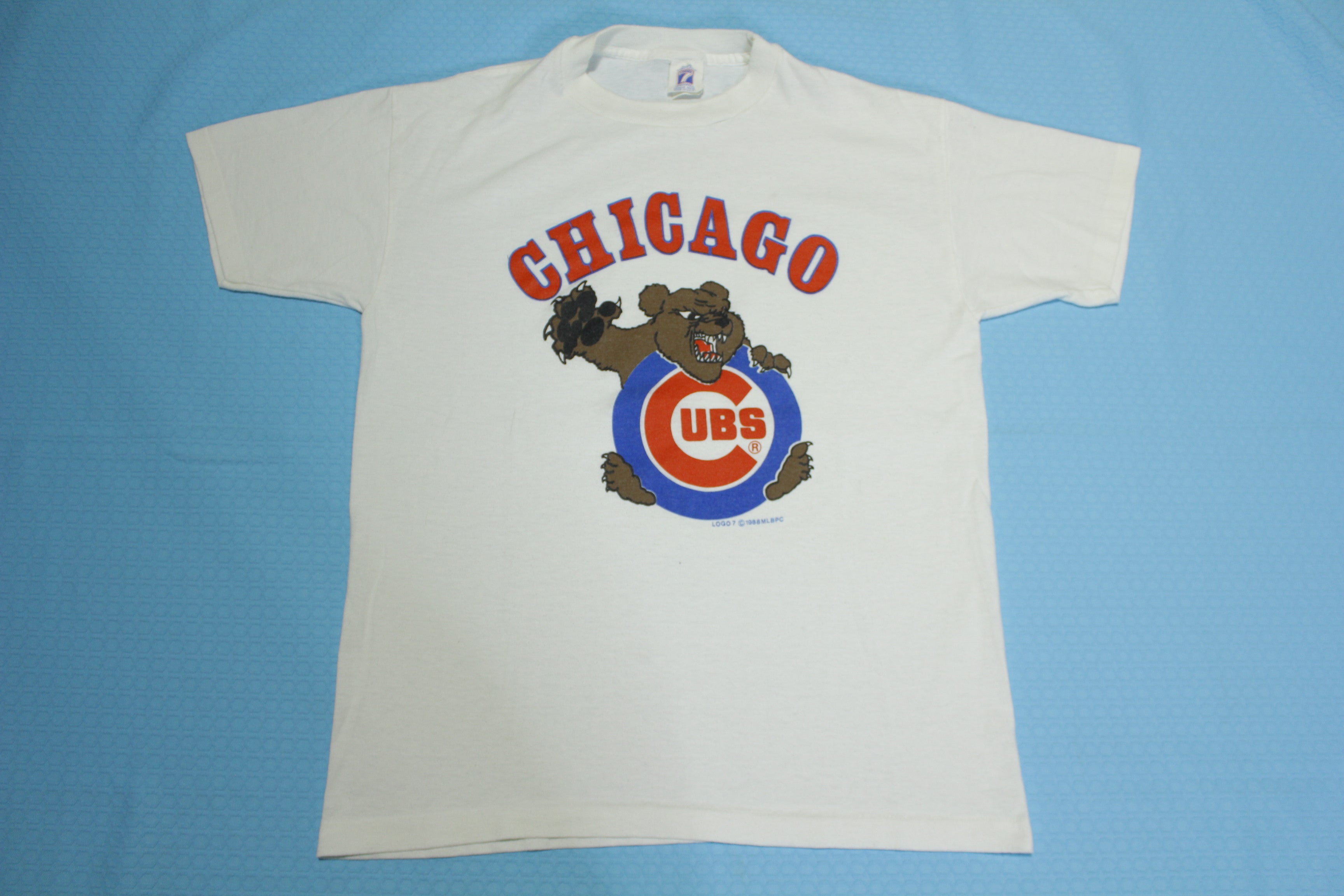 Chicago Cubs Vintage 1988 Angry Bear Mascot Logo 7 Made in USA Single Stitch T-Shirt