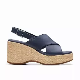 Clarks Manon Wish Navy Leather Wedge