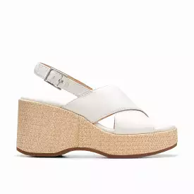 Clarks Manon Wish Off White Leather Wedge