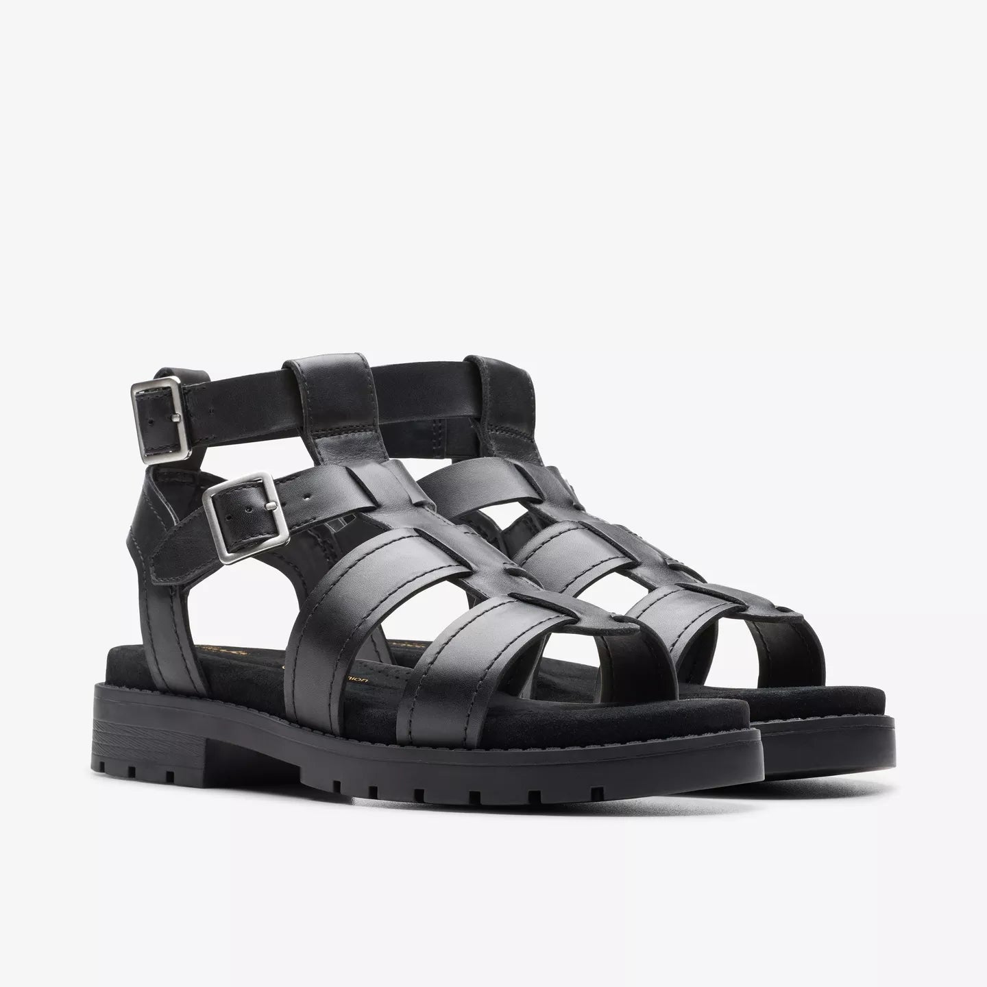 Clarks Orinoco Cove Black Leather Sandals