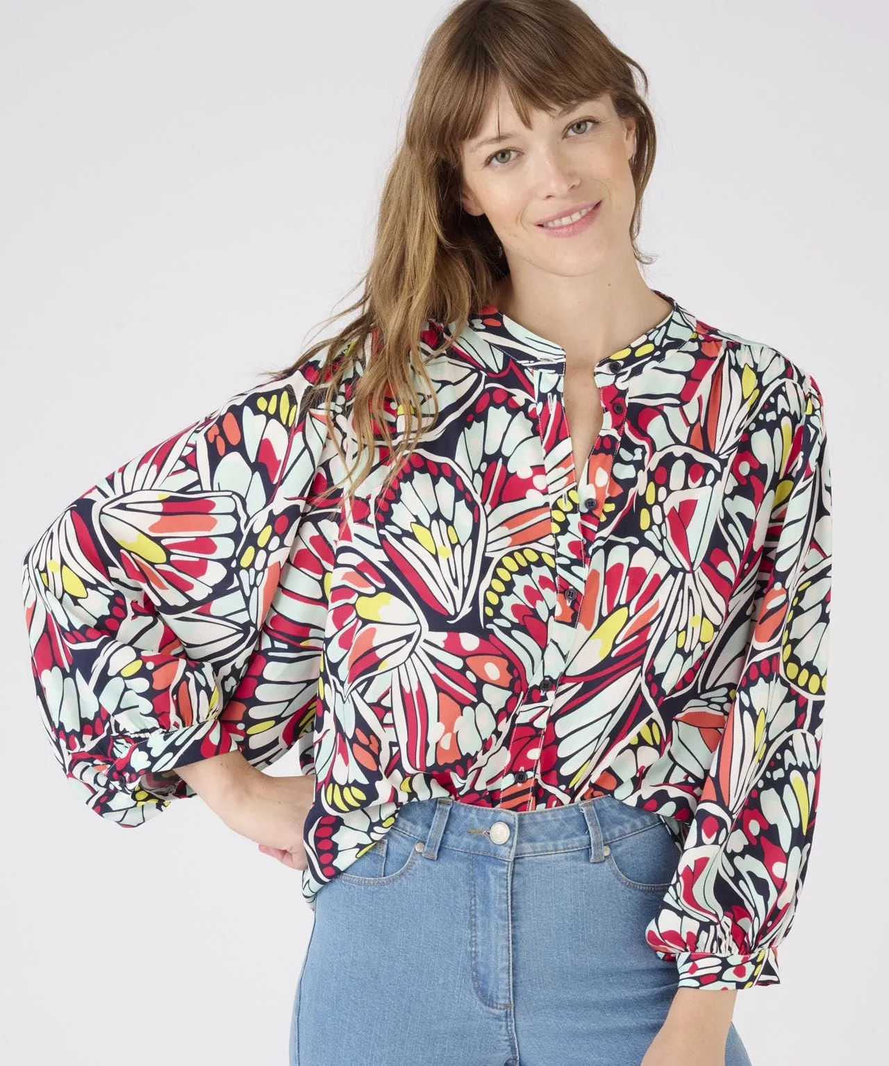 Climatyl Balloon Sleeve Printed Blouse