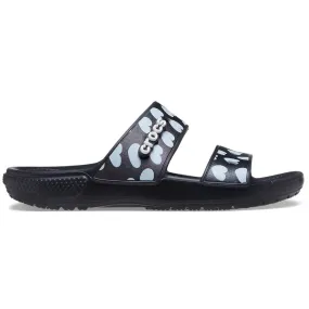 CROCS Unisex Classic Heart Print Sandal (Black/White)