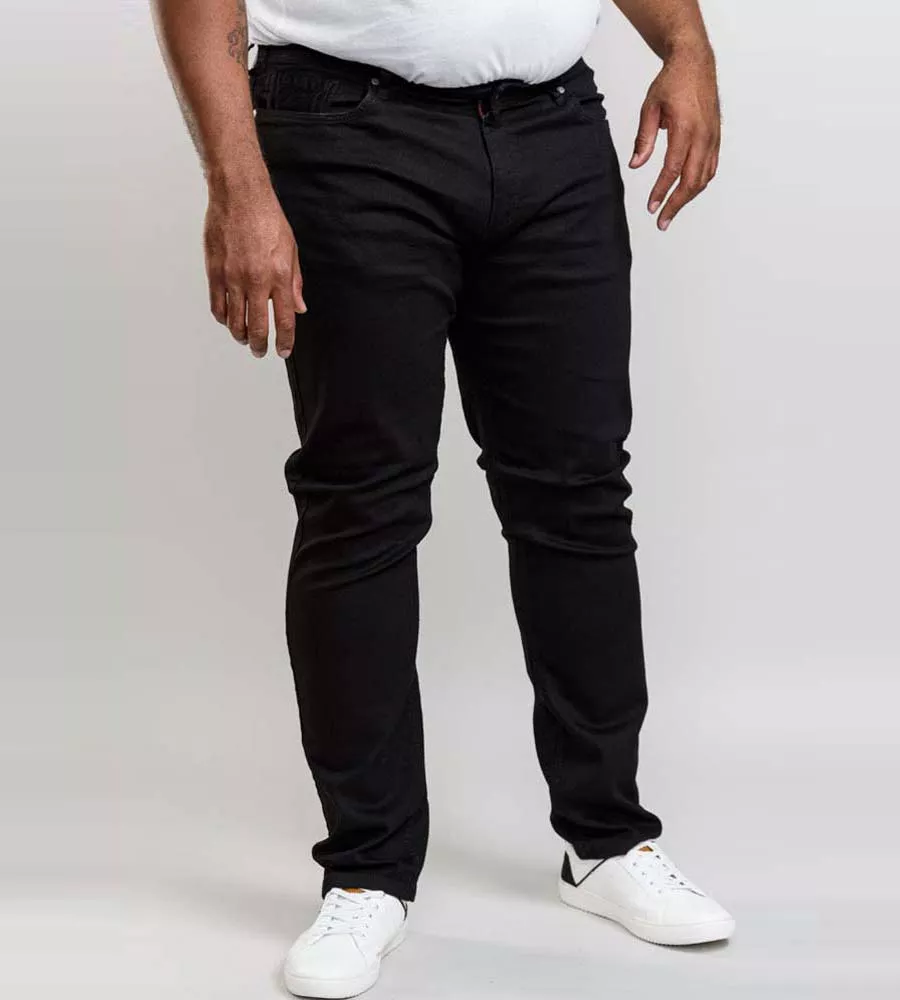 D555 Big Mens Tapered Fit Stretch Jeans In Black (CLAUDE-KS)