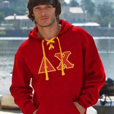 Delta Chi Hockey Lace Hoodie - J8830 - TWILL