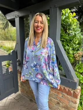 Denim Flower Pattern Blouse April