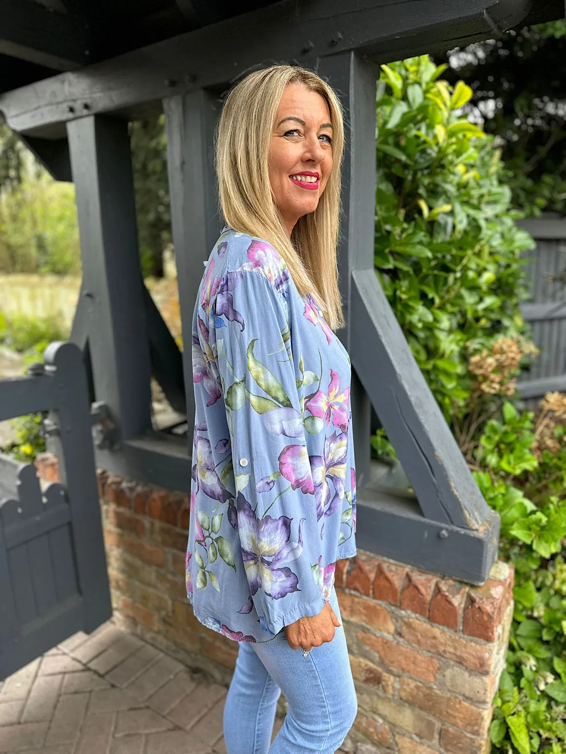 Denim Flower Pattern Blouse April