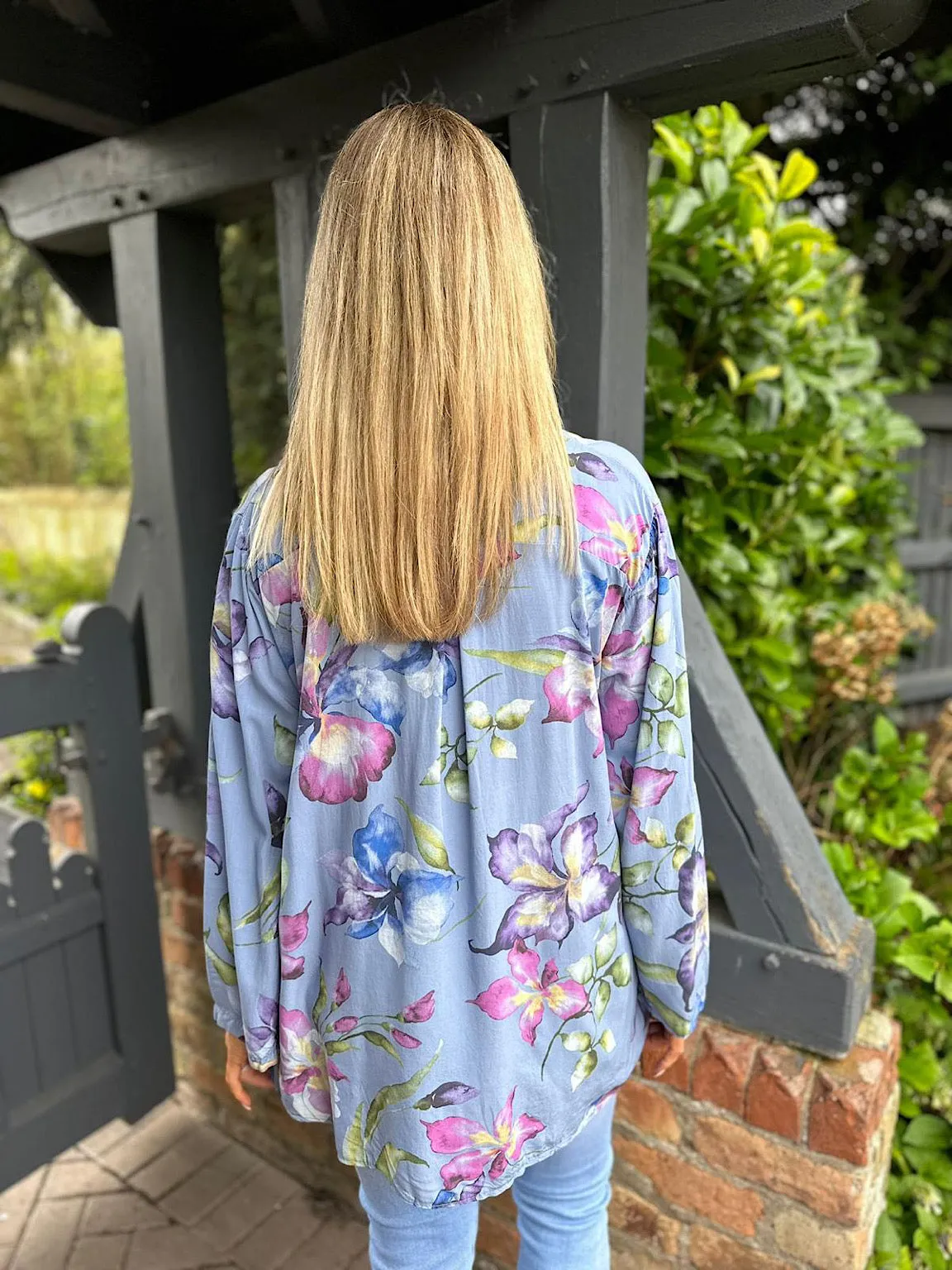 Denim Flower Pattern Blouse April