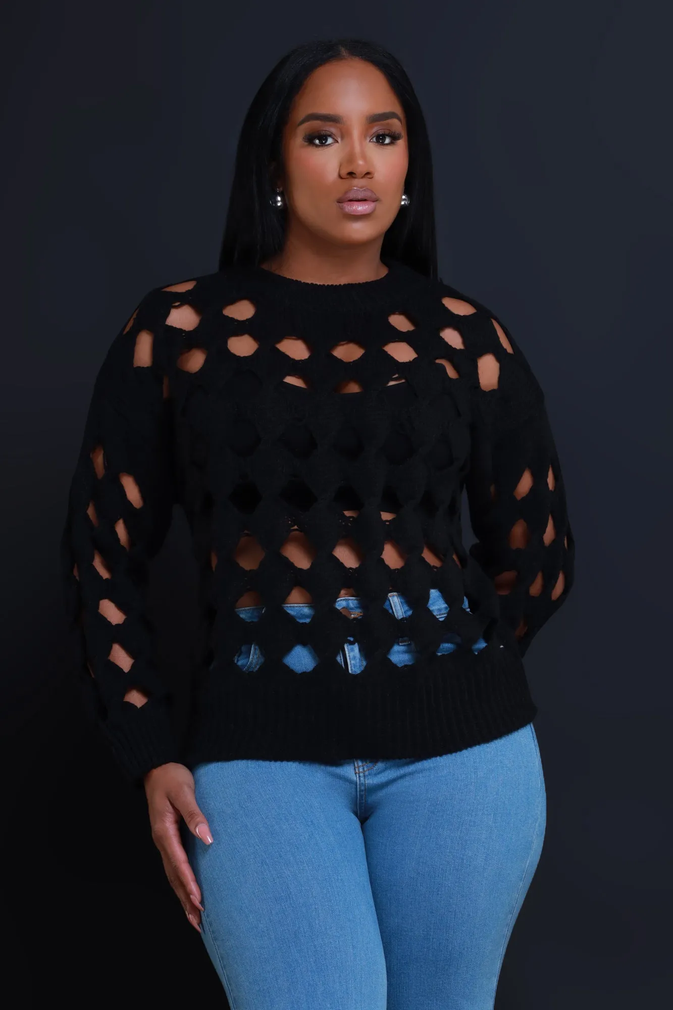 Deserve It Cut Out Sweater - Black