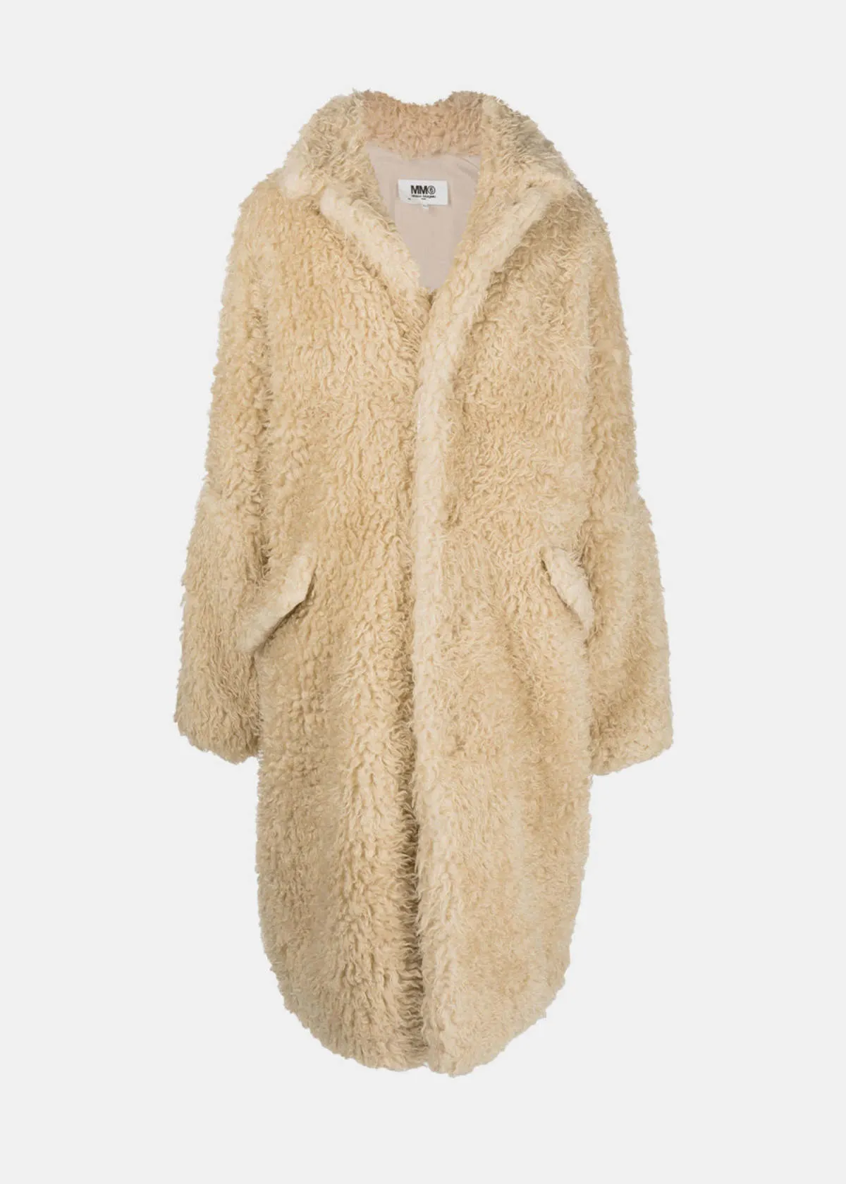 Faux-Fur Single-Breasted Coat - Beige