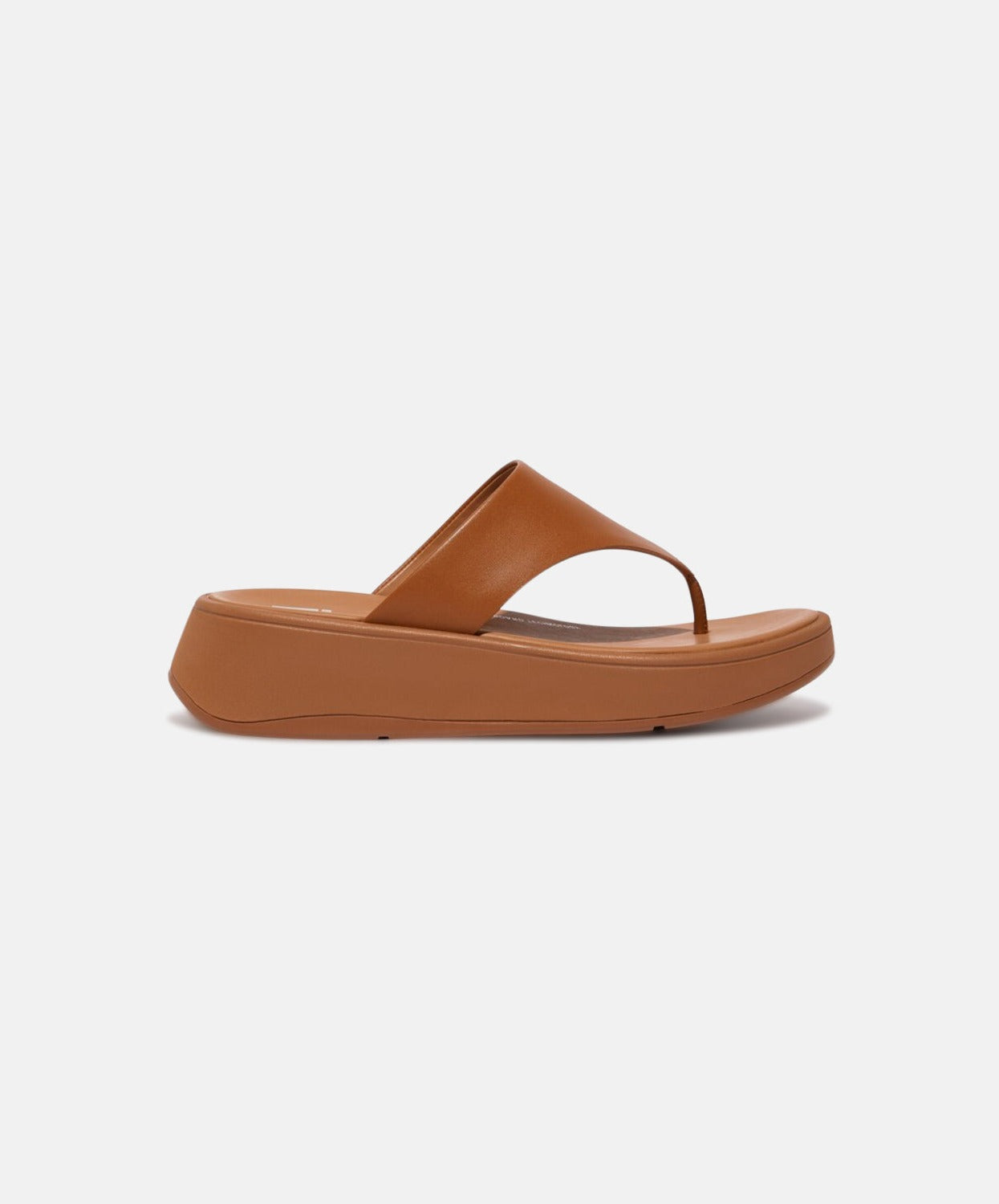 FitFlop F-mode Leather Flatform Toe Post Brown