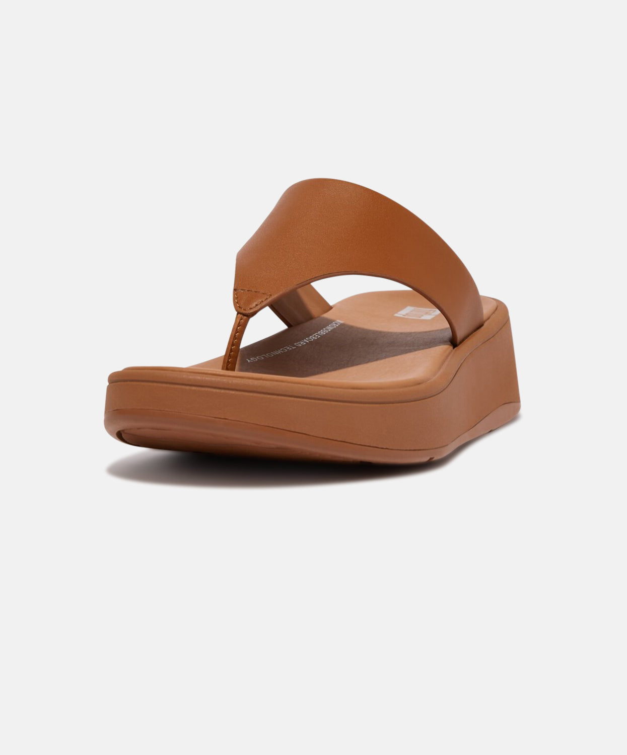 FitFlop F-mode Leather Flatform Toe Post Brown