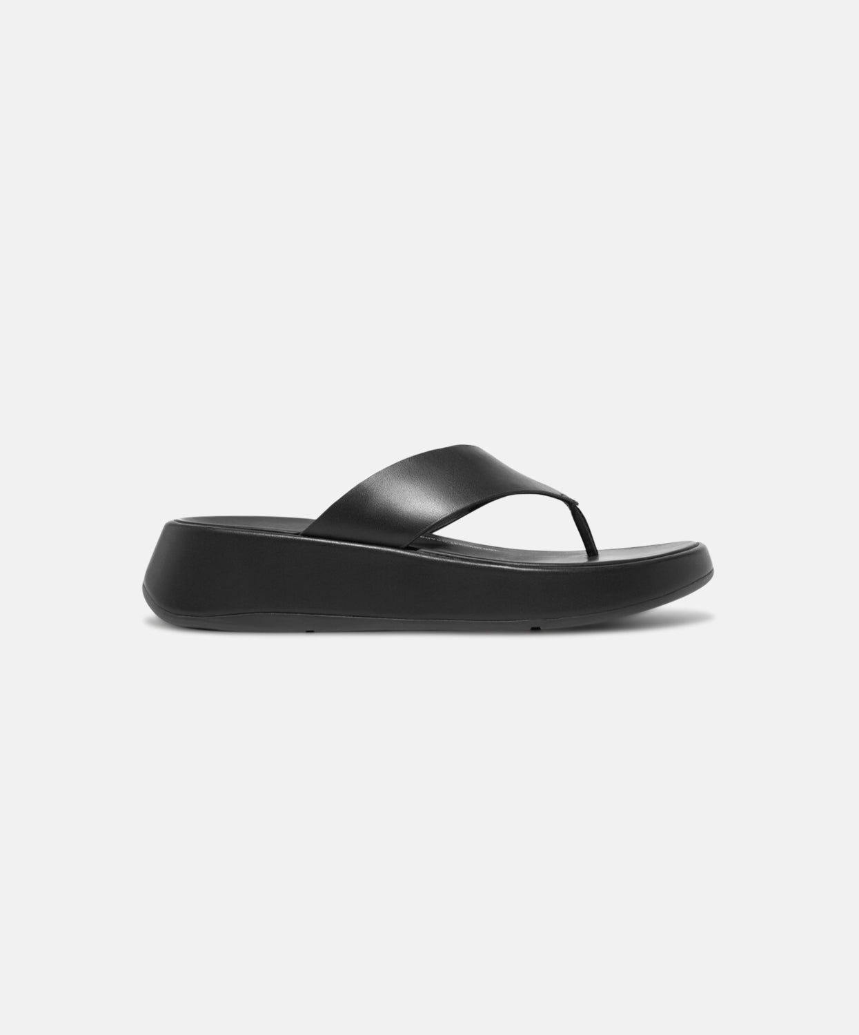 FitFlop F-mode Leather Flatform Toe Post Sandals Black