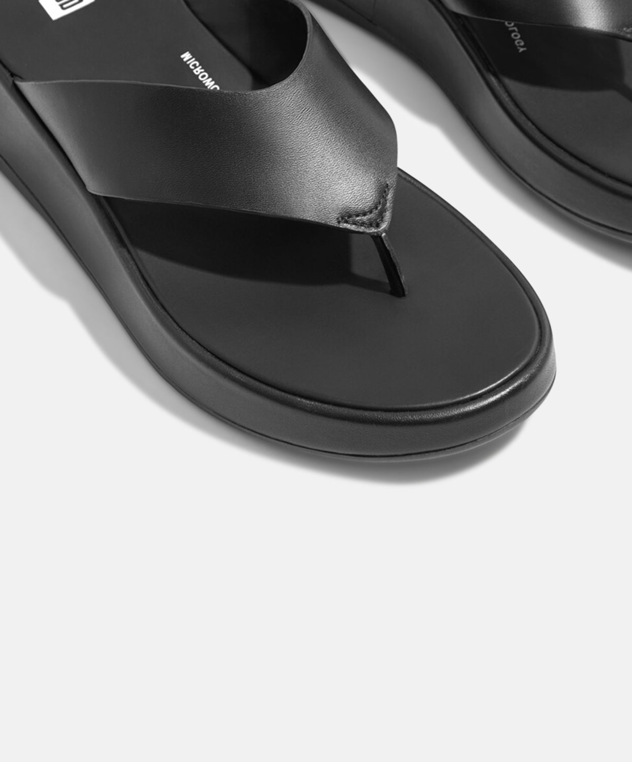 FitFlop F-mode Leather Flatform Toe Post Sandals Black