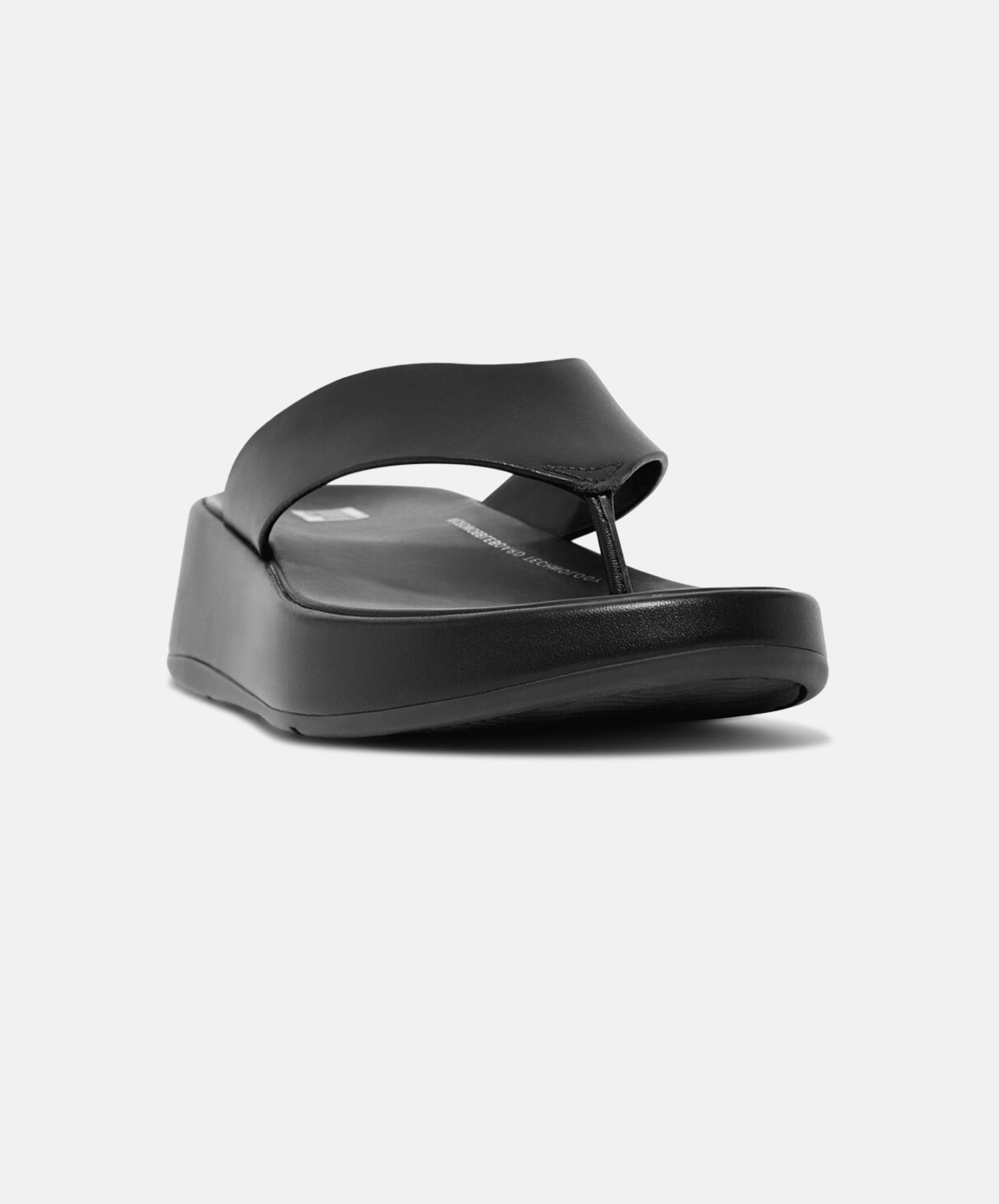 FitFlop F-mode Leather Flatform Toe Post Sandals Black