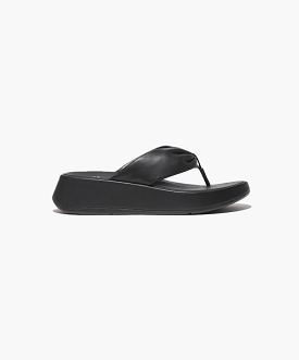 FitFlop F-Mode Leather Twist Flatform Toe Post Sandal Black