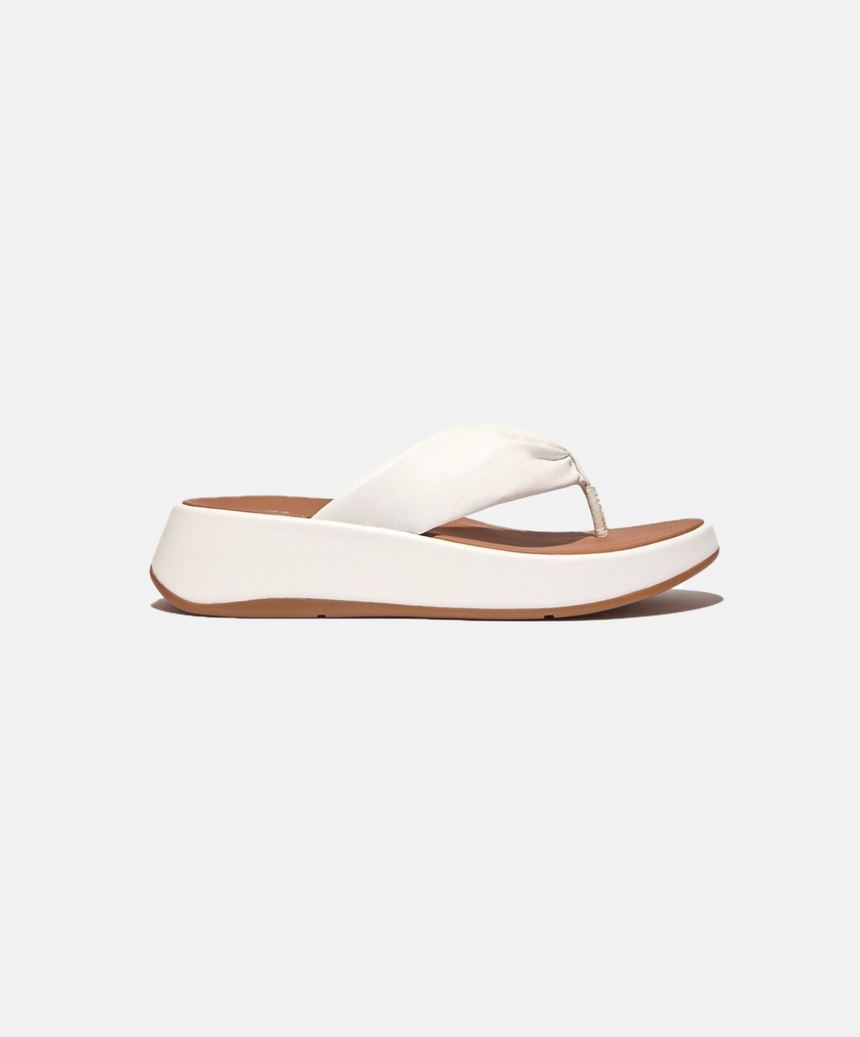 FitFlop F-Mode Leather Twist Flatform Toe Post Sandal White