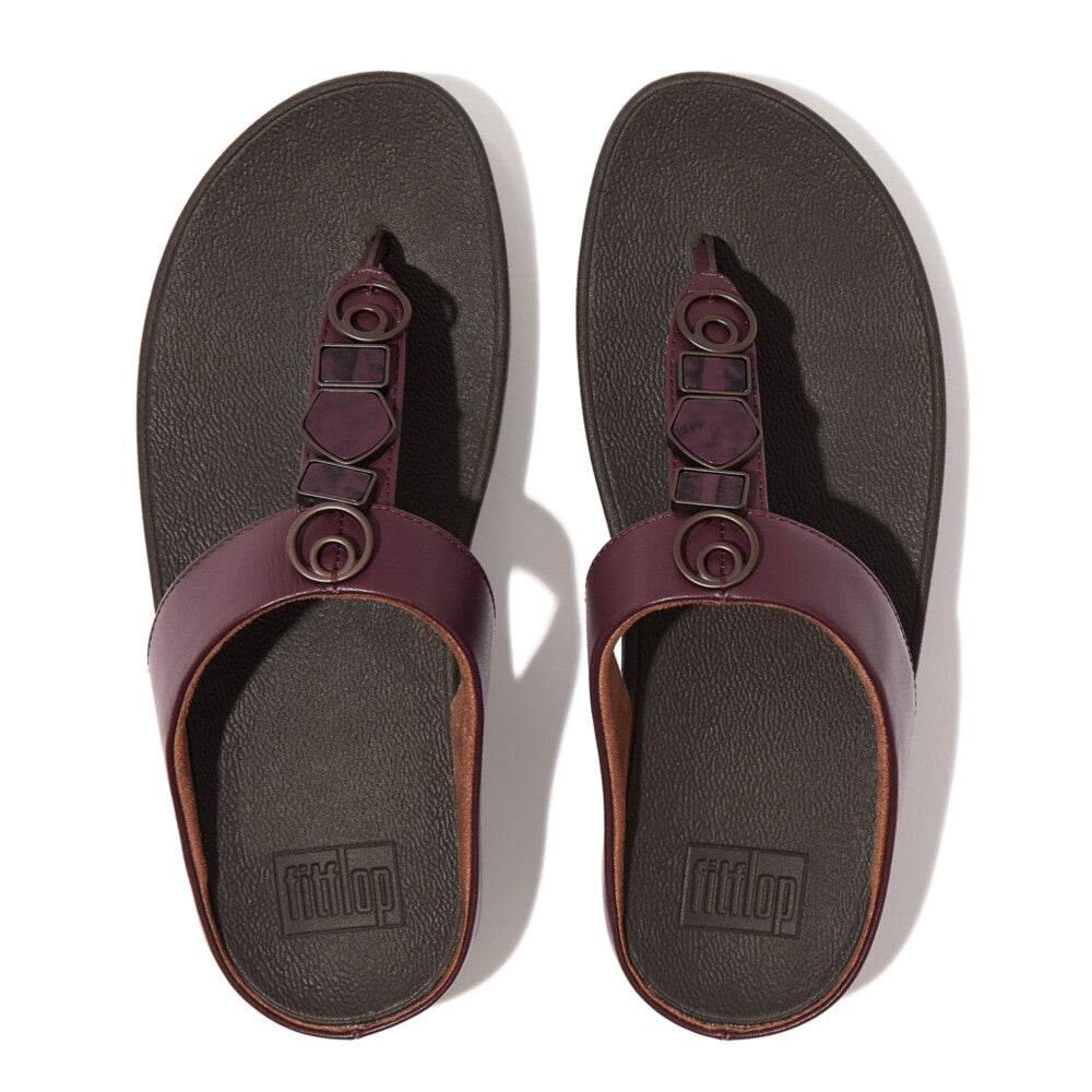 FitFlop Fino Stone Trim Toe Post Plummy Sandals