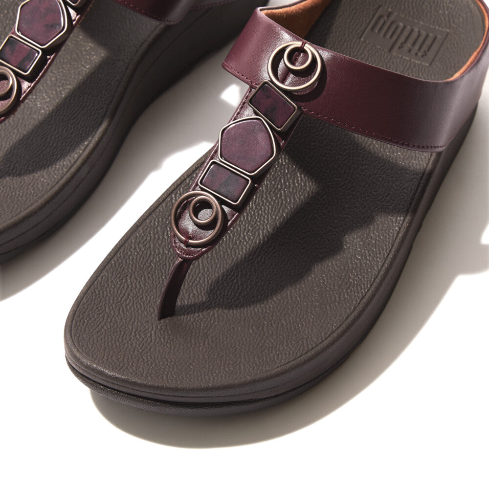 FitFlop Fino Stone Trim Toe Post Plummy Sandals