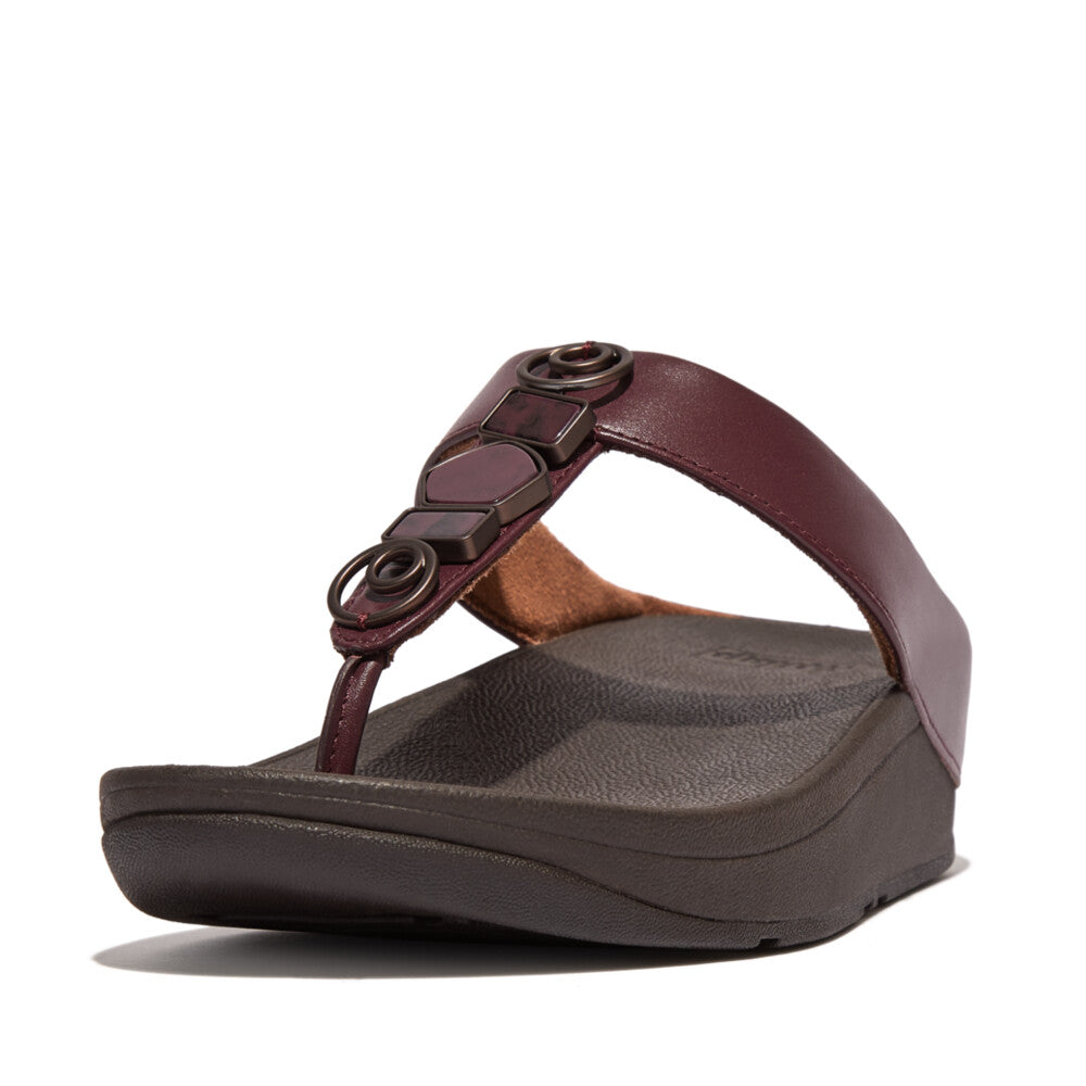 FitFlop Fino Stone Trim Toe Post Plummy Sandals