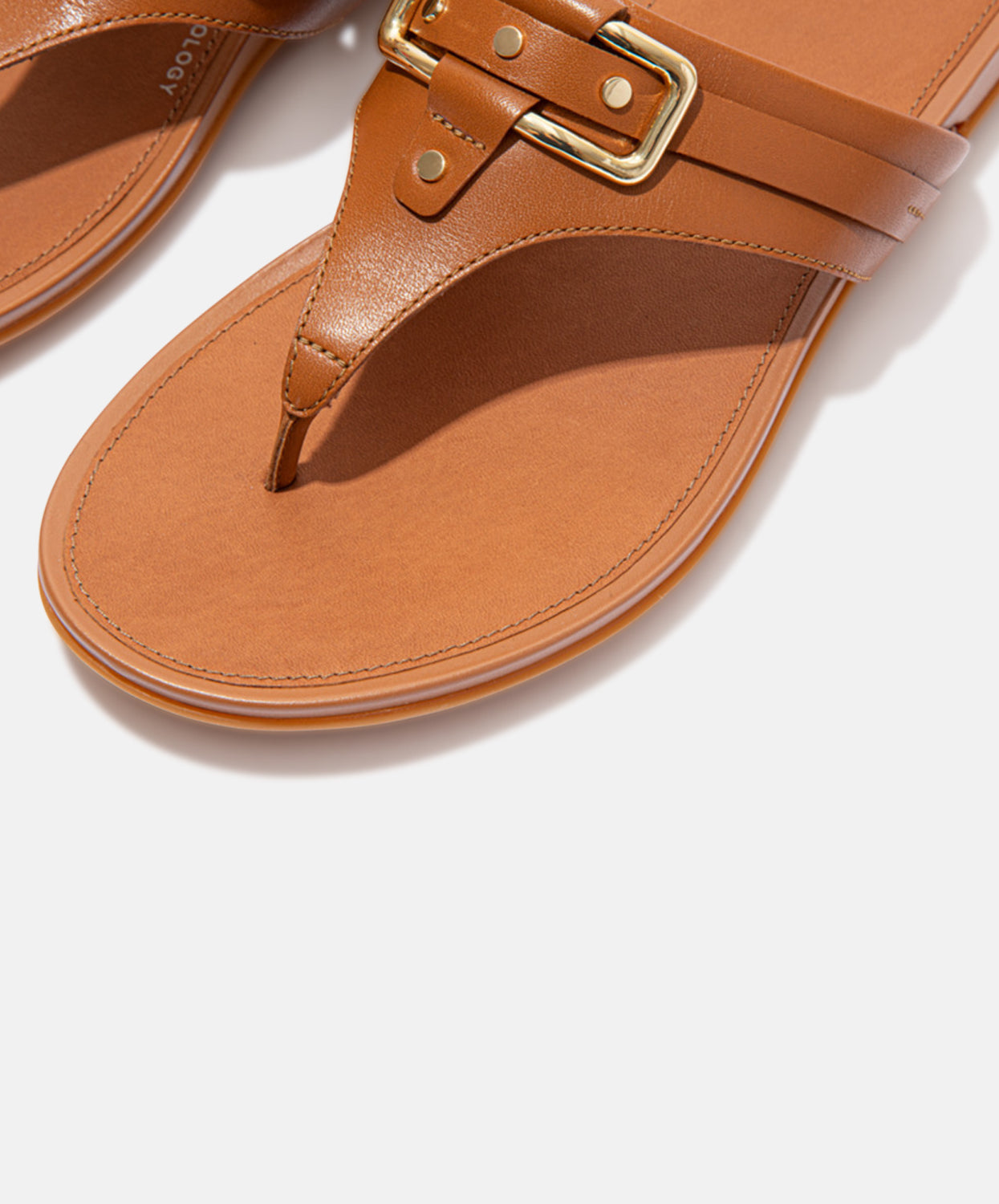 FitFlop Gracie Stud-Buckle Leather Toe Post Sandals Brown