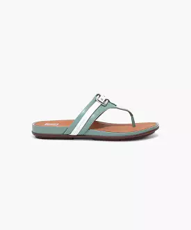 FitFlop Gracie Stud-Buckle Leather Toe Post Sandals Green