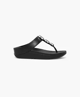 FitFlop Halo Leather Toe Post Sandals Black