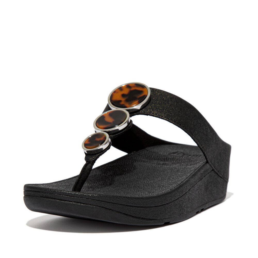 FitFlop Halo Shimmer Toe Post Sandals Black