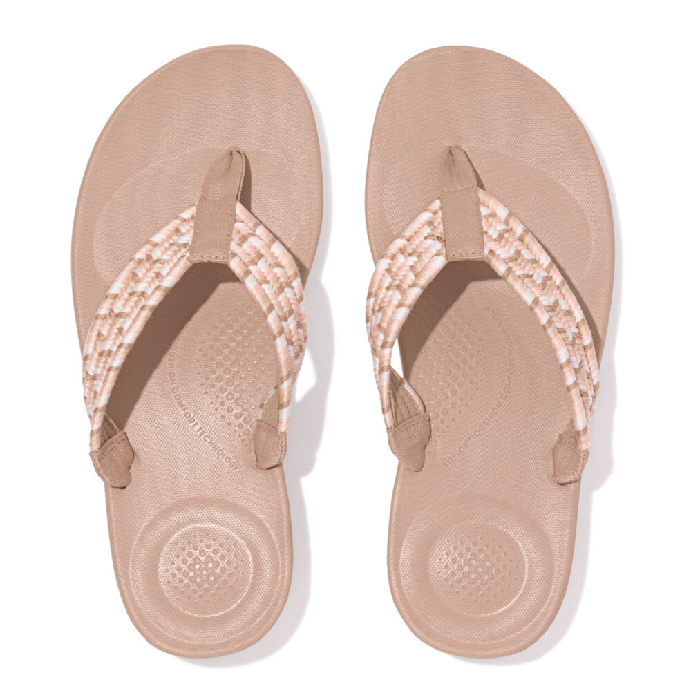 FitFlop iQushion Art-Webbing Ergonomic Flip-Flops Beige