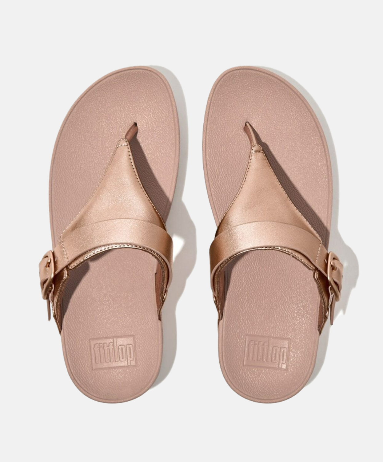 Fitflop Lulu Adjustable Leather Toe Post Sandals Rose Gold