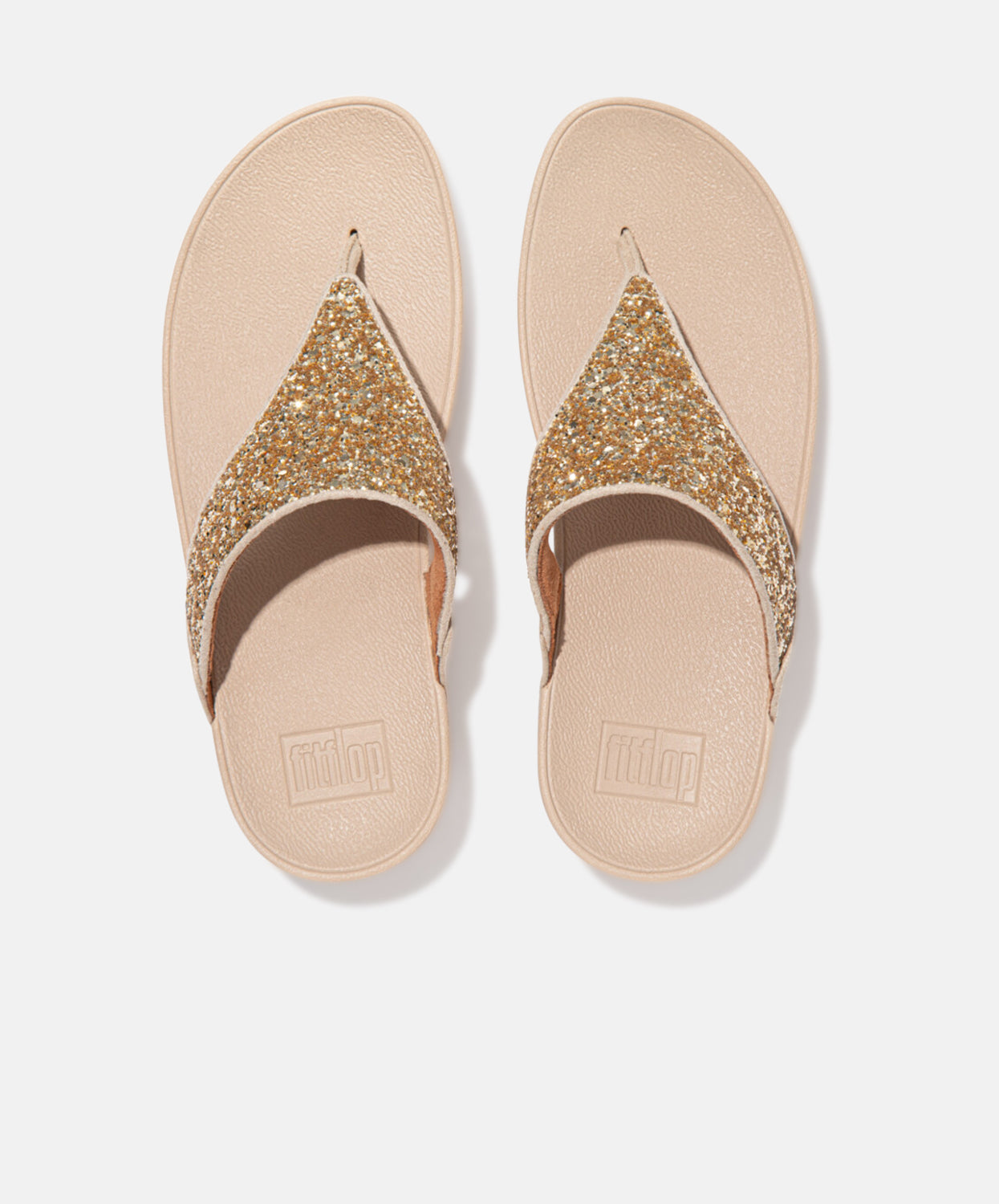 FitFlop Lulu Glitter Toe Post Sandals Gold