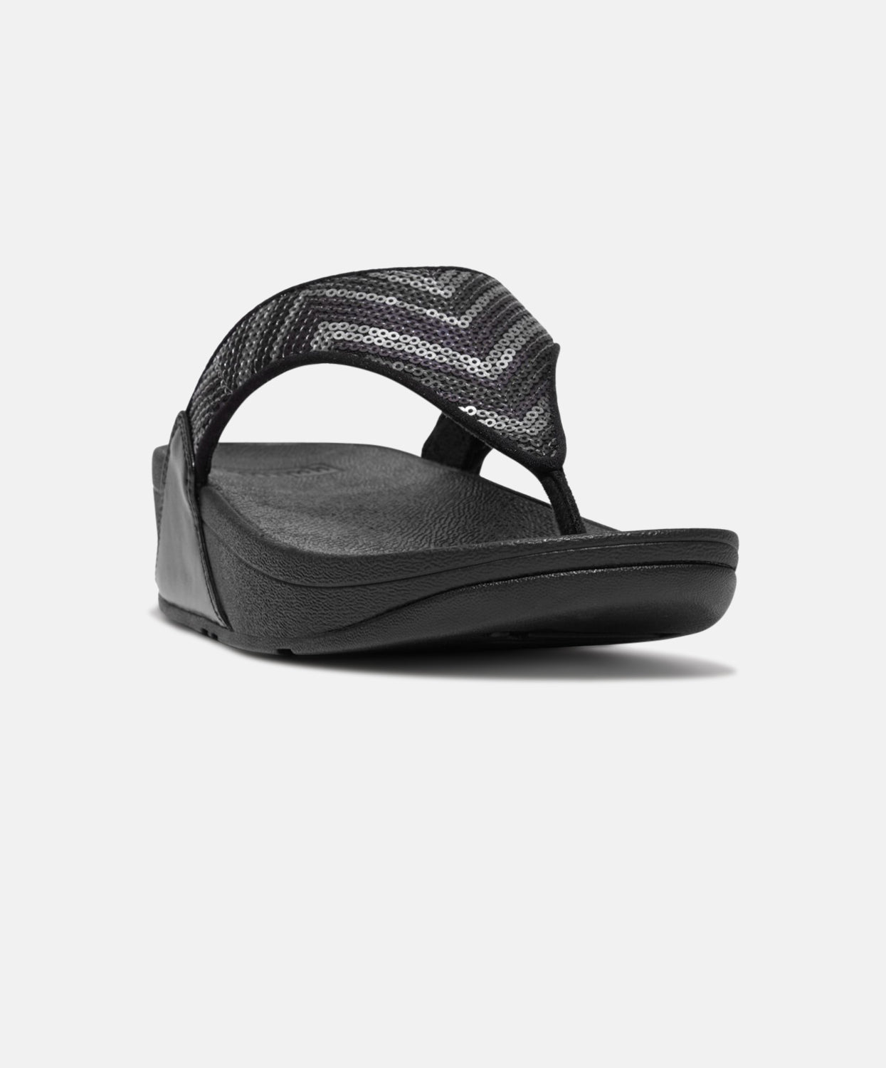 FitFlop Lulu Sequin ZigZag Black Toe-post Sandal