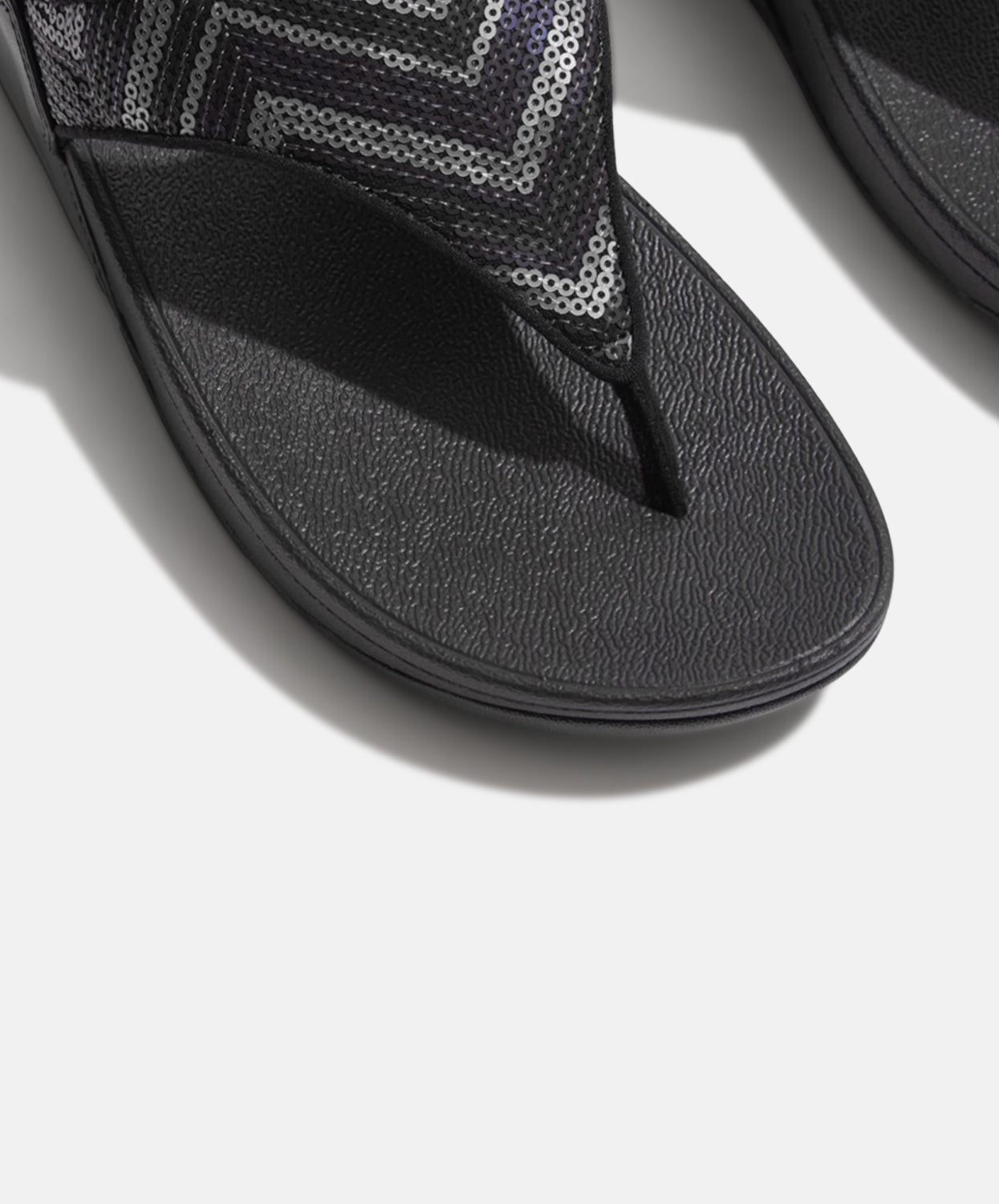 FitFlop Lulu Sequin ZigZag Black Toe-post Sandal