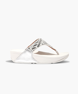 FitFlop Lulu Sequined Toe Post Sandals Silver