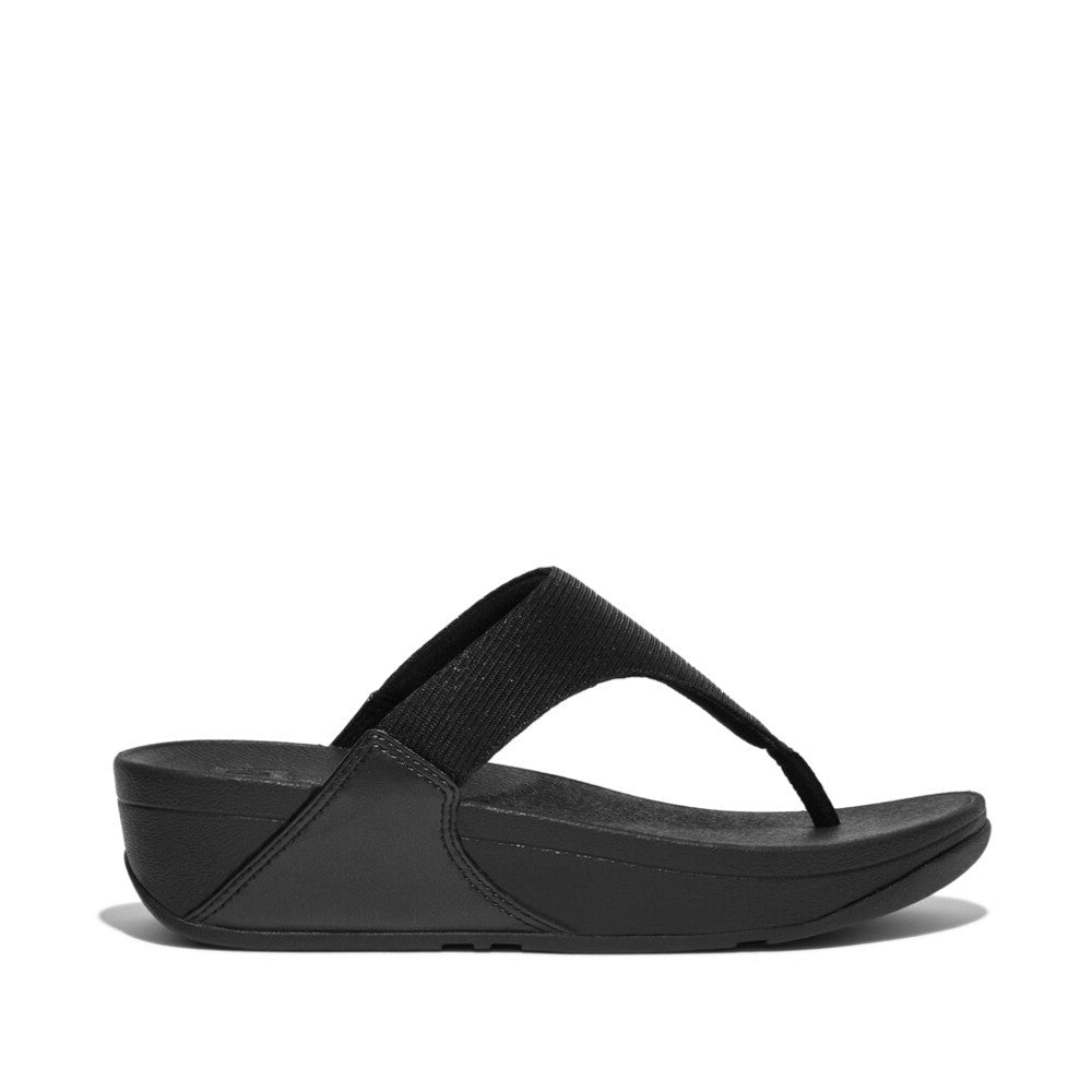 FitFlop Lulu Shimmerlux Toe-Post Sandals Black