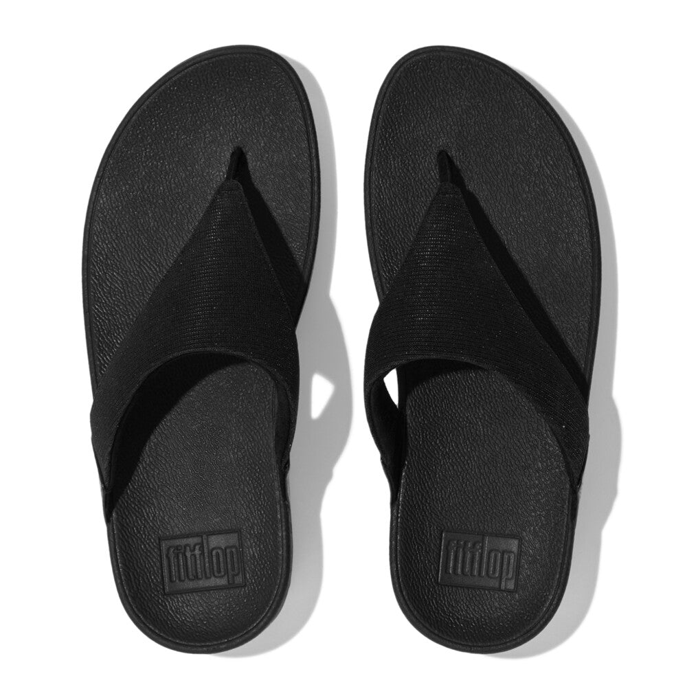 FitFlop Lulu Shimmerlux Toe-Post Sandals Black