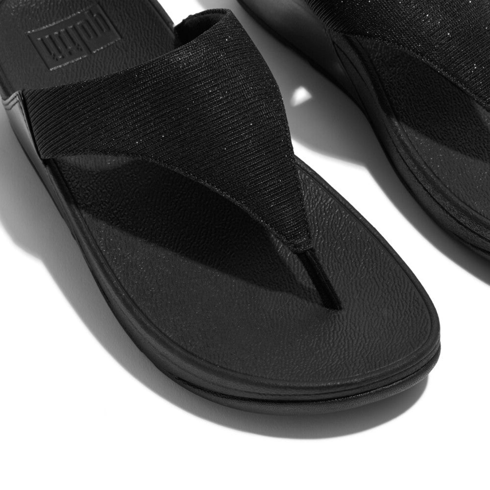 FitFlop Lulu Shimmerlux Toe-Post Sandals Black