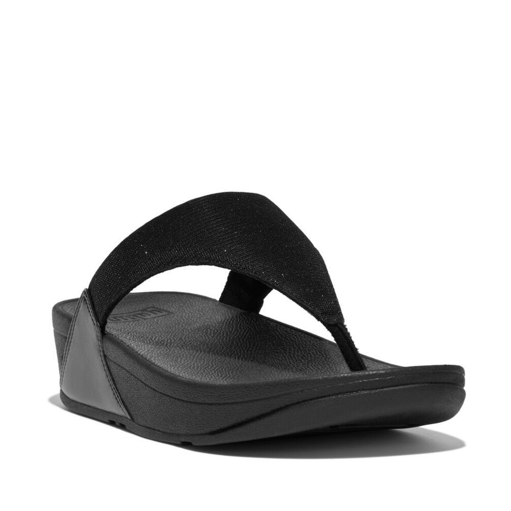 FitFlop Lulu Shimmerlux Toe-Post Sandals Black