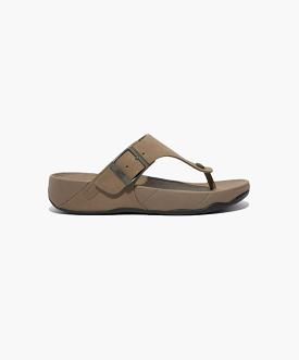 FitFlop Trakk II Mens Buckle Leather Toe Post Sandals Grey