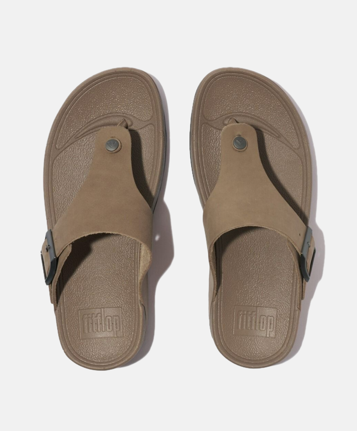 FitFlop Trakk II Mens Buckle Leather Toe Post Sandals Grey