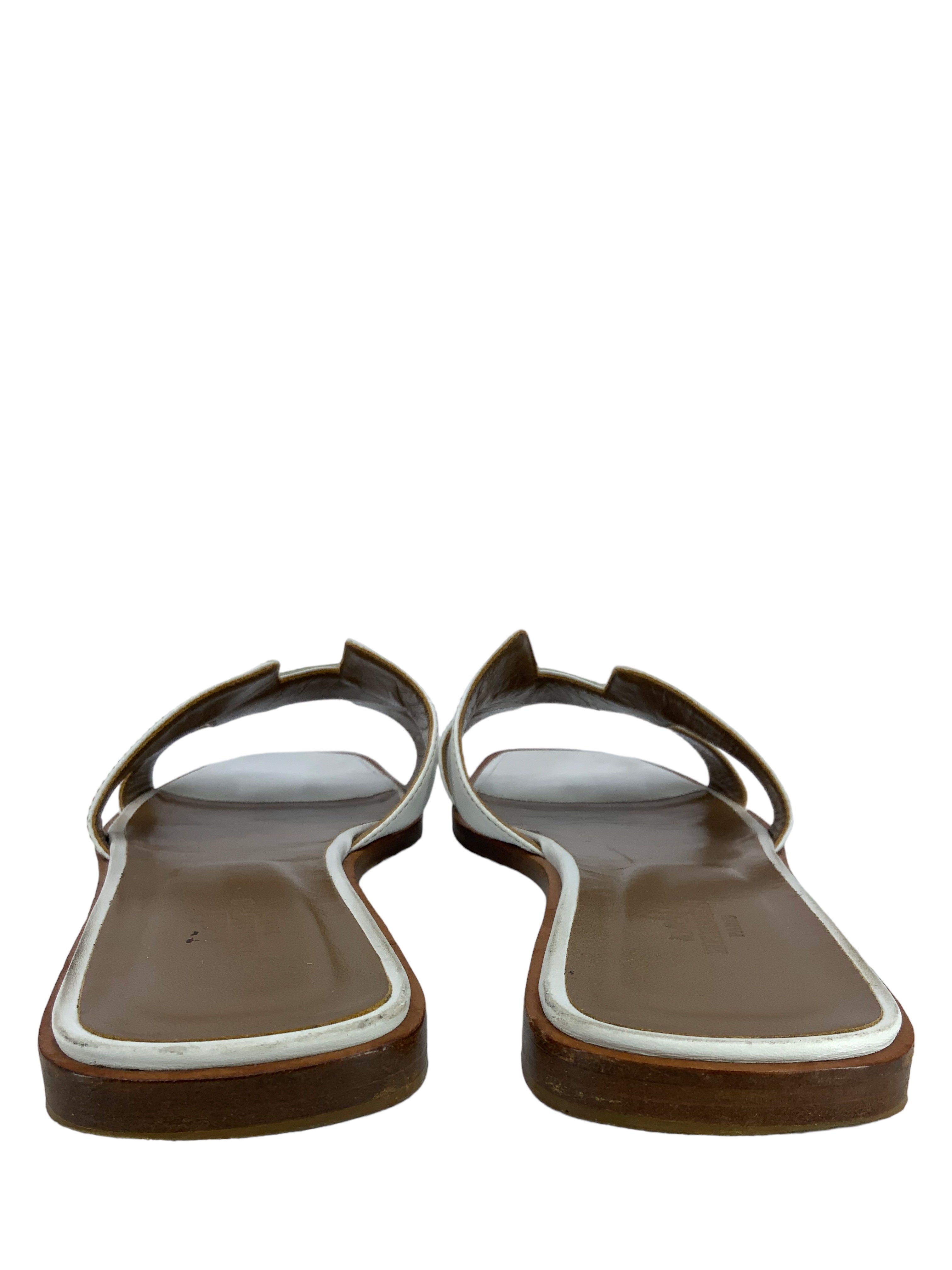 HERMES Calfskin Leather Oran Sandals Size 11