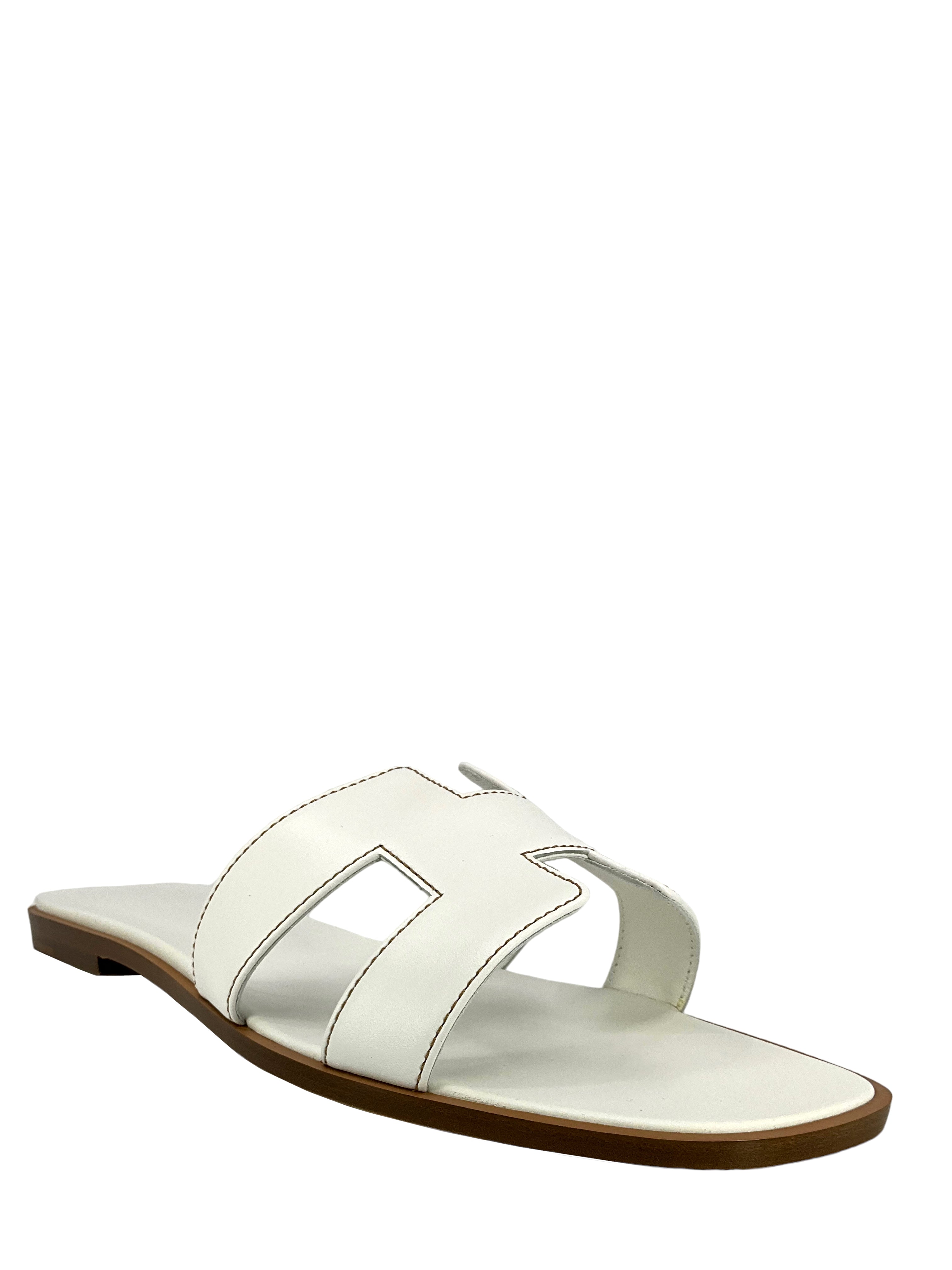 HERMES Calfskin Leather Oran Sandals Size 12